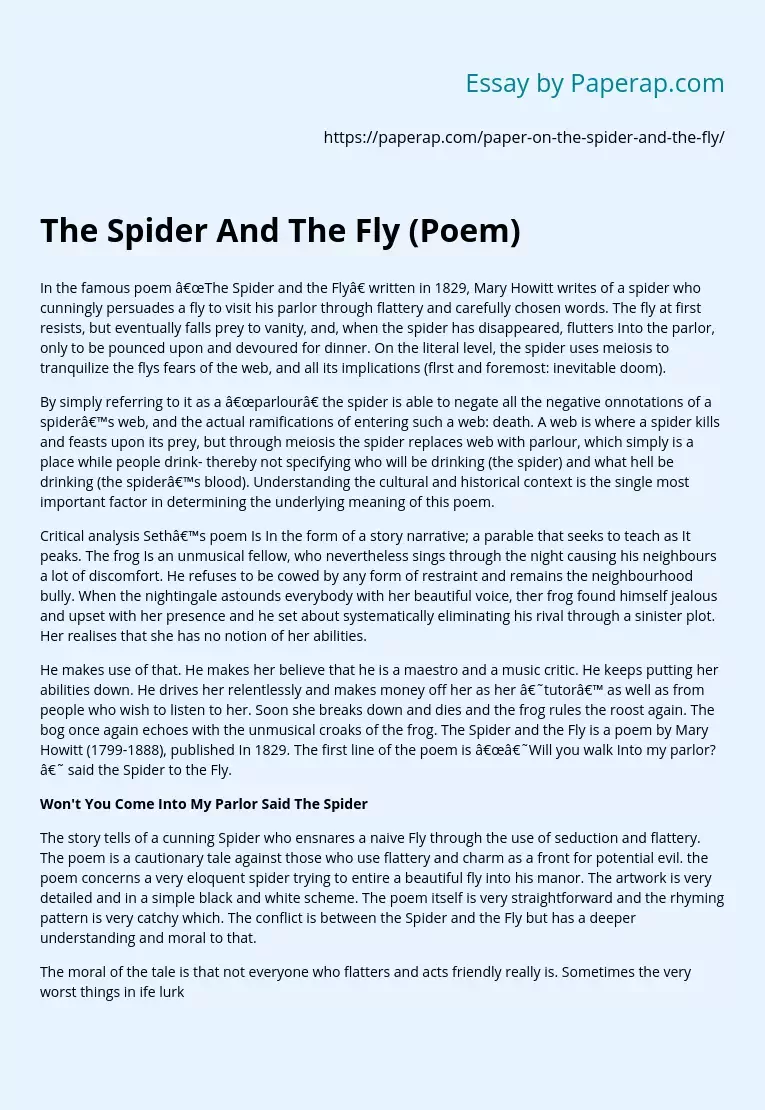 The Spider And The Fly (Poem)