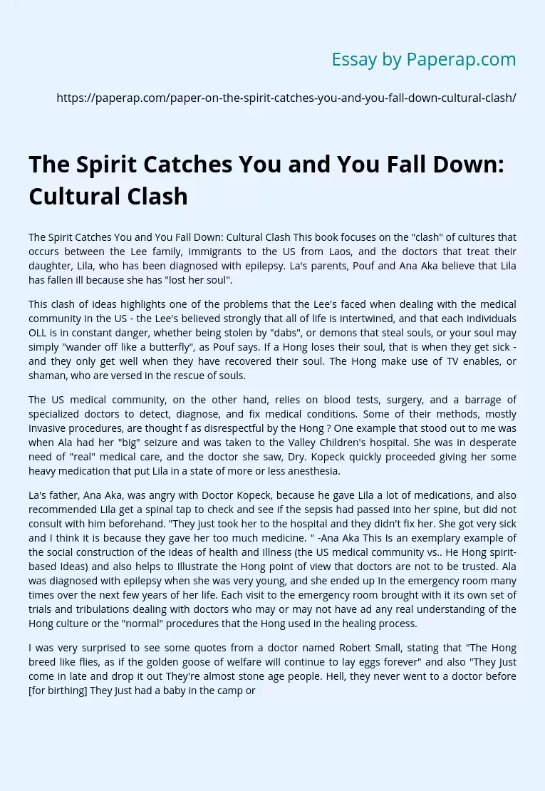 The Spirit Catches You and You Fall Down: Cultural Clash