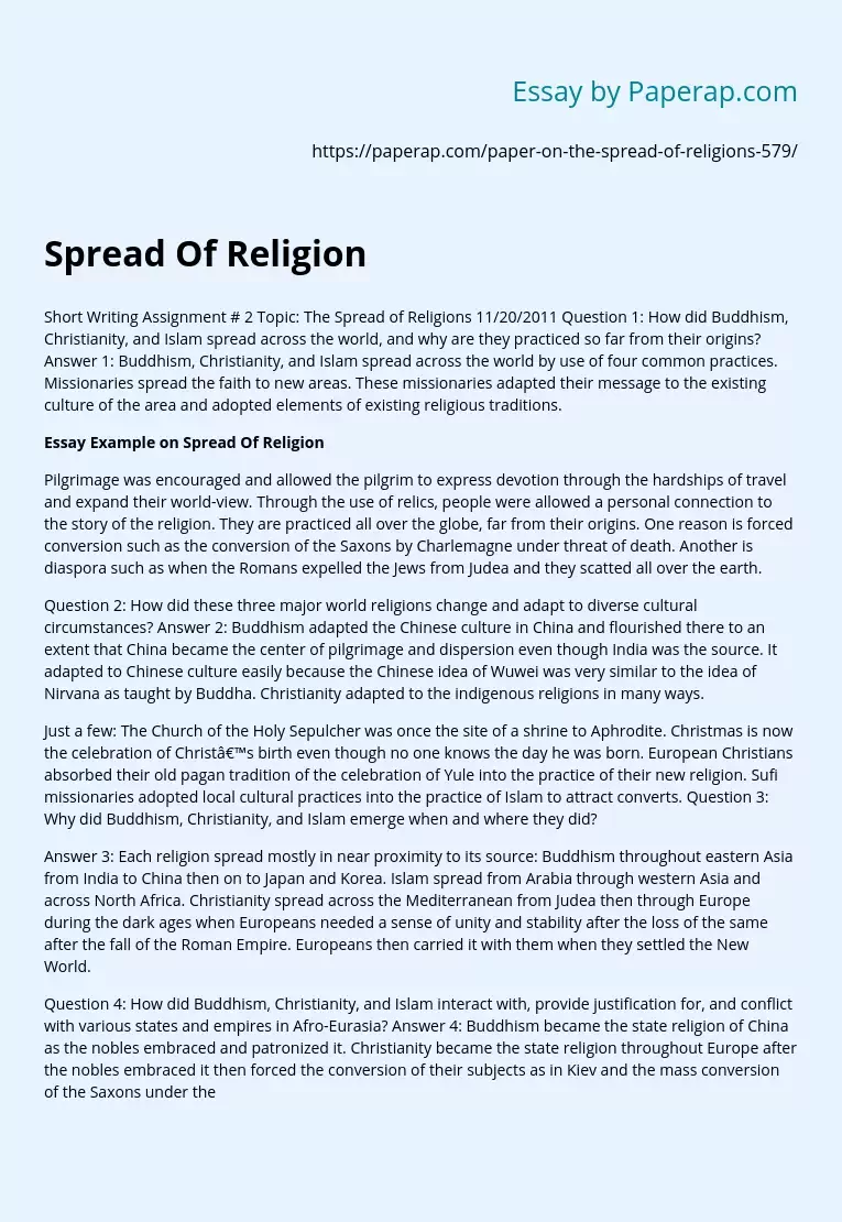 Spread Of Religion