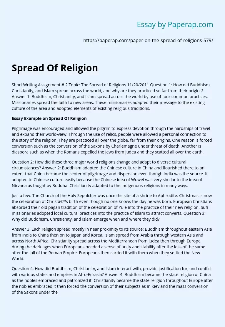 essay on world religions