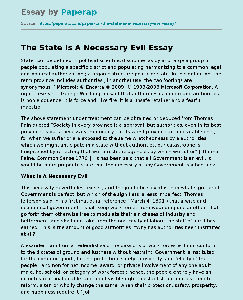 The State Is A Necessary Evil