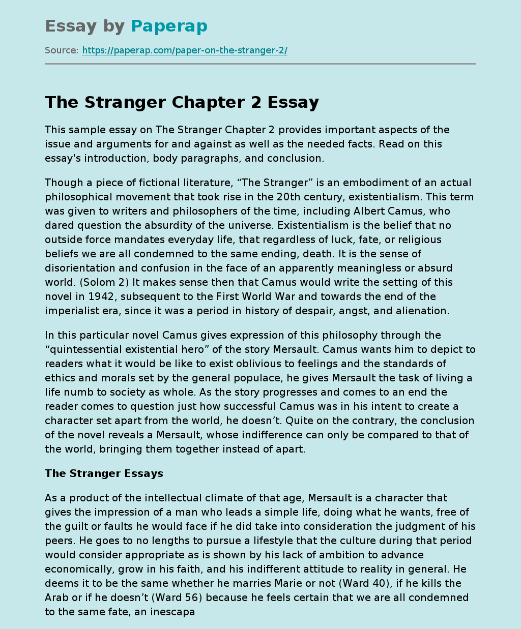 "The Stranger" Chapter 2