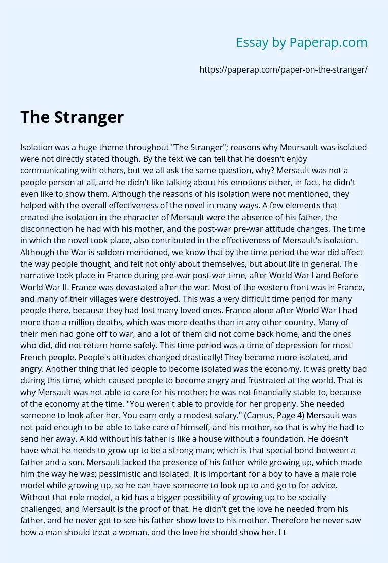 The Main Theme of the Story “The Stranger”