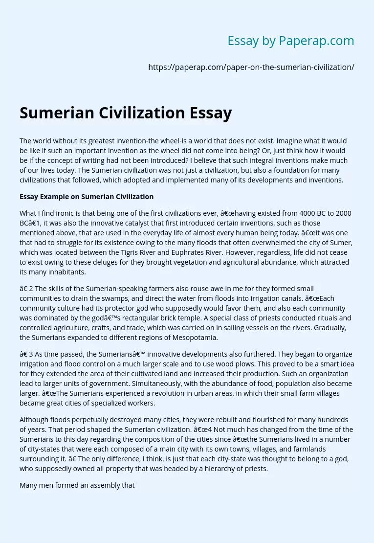 Sumerian Civilization Essay