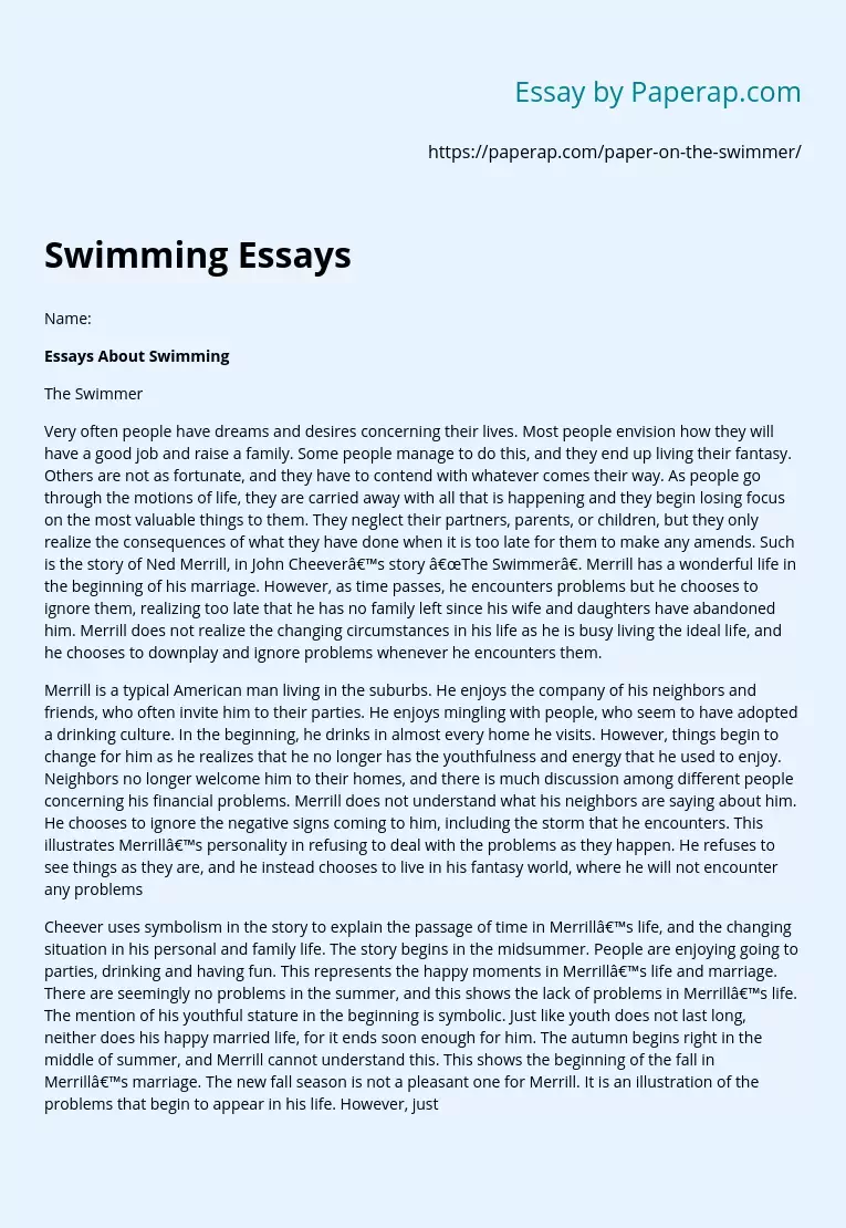 Swimming Essays