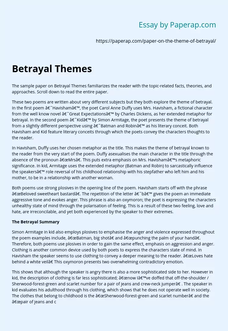 Betrayal Themes