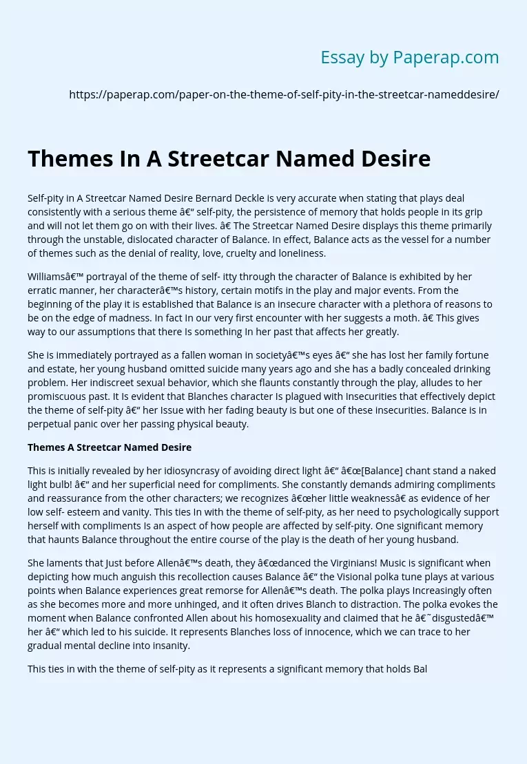 Themes In A Streetcar Named Desire