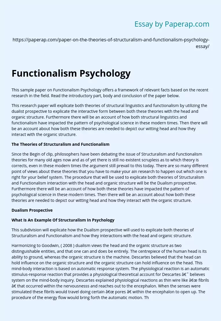 Functionalism Psychology