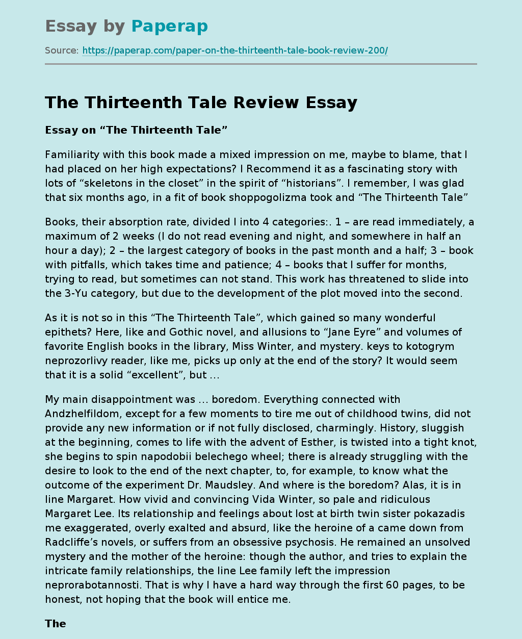 The Thirteenth Tale Review