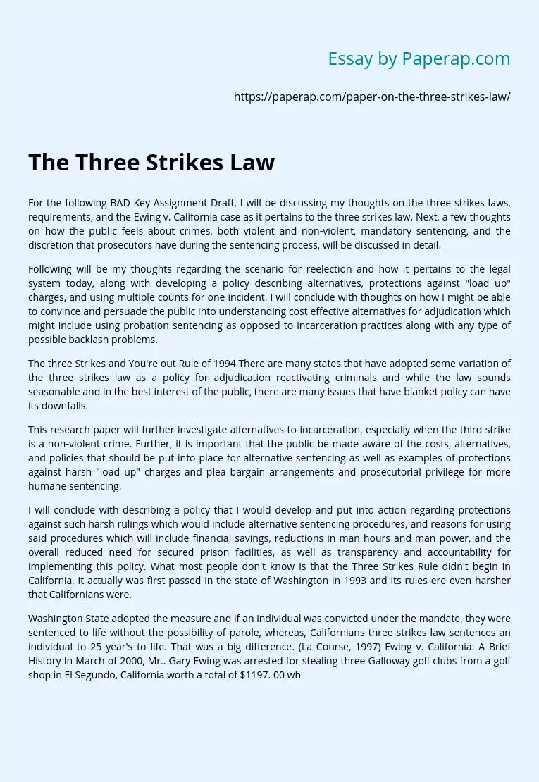 The Three Strikes Law
