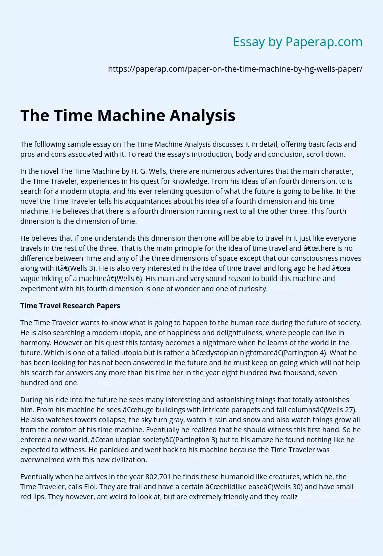 The Time Machine Analysis