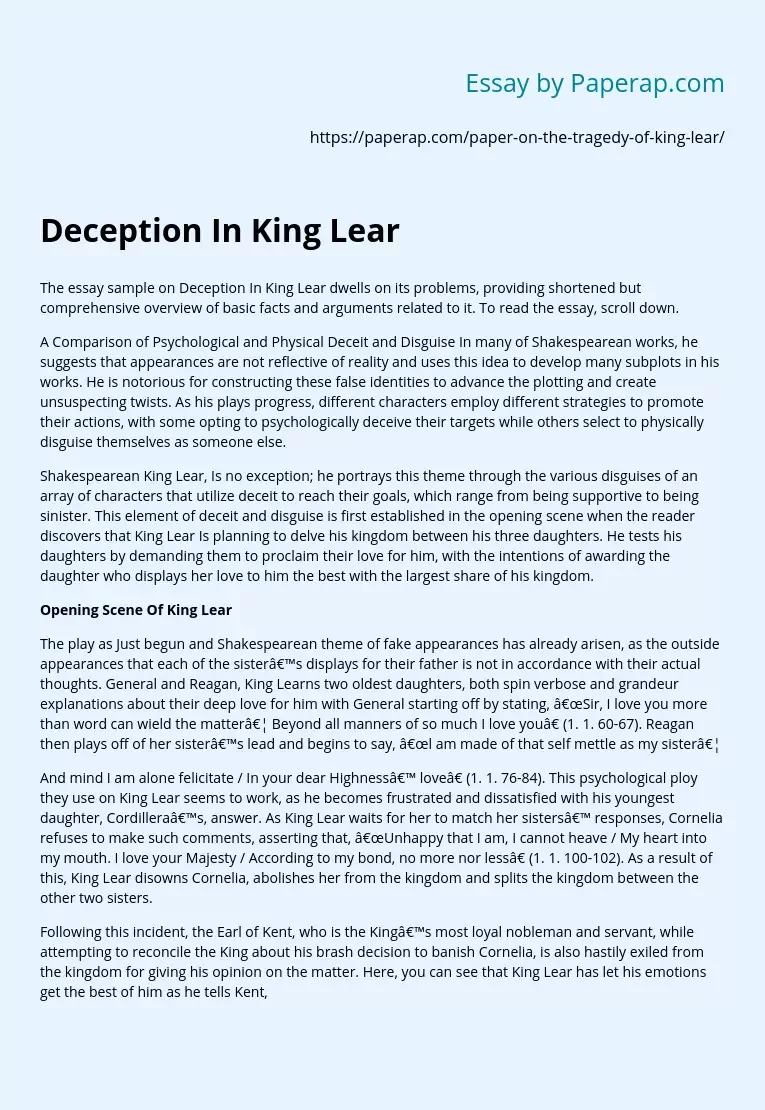 Deception In King Lear