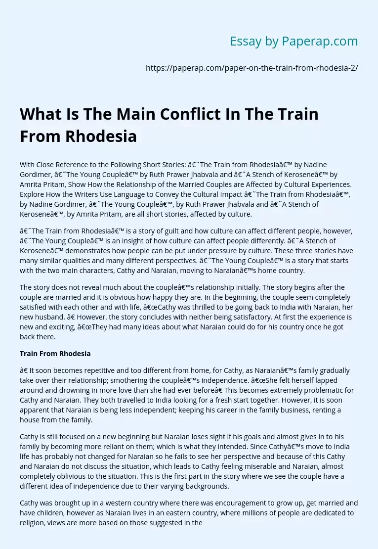 What Is The Main Conflict In The Train From Rhodesia