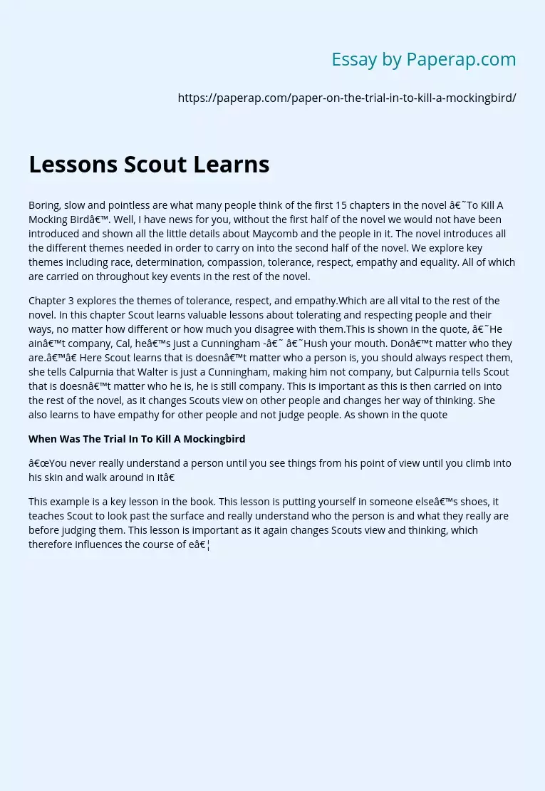 Lessons Scout Learns