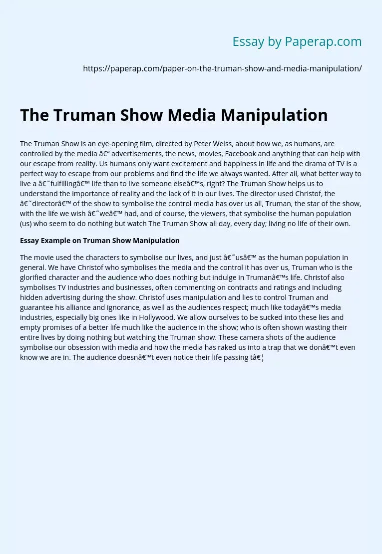 The Truman Show Media Manipulation