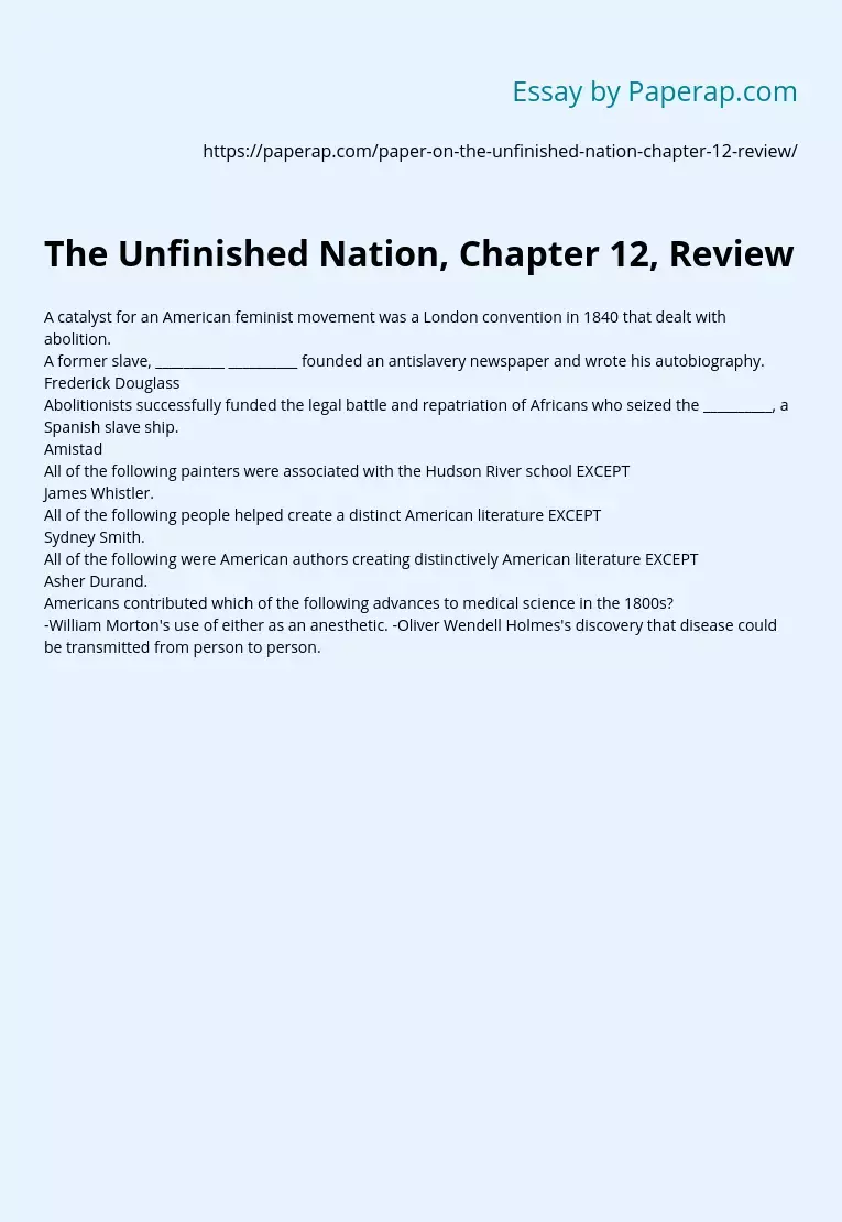 The Unfinished Nation, Chapter 12, Review