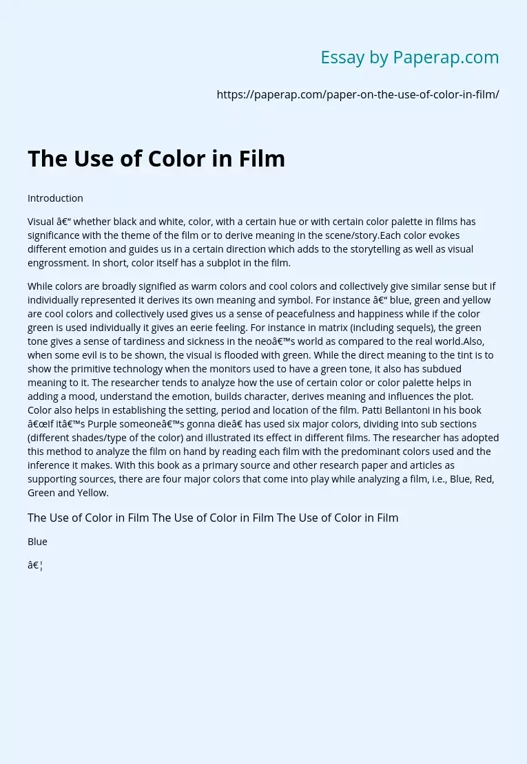 The Use of Color in Film