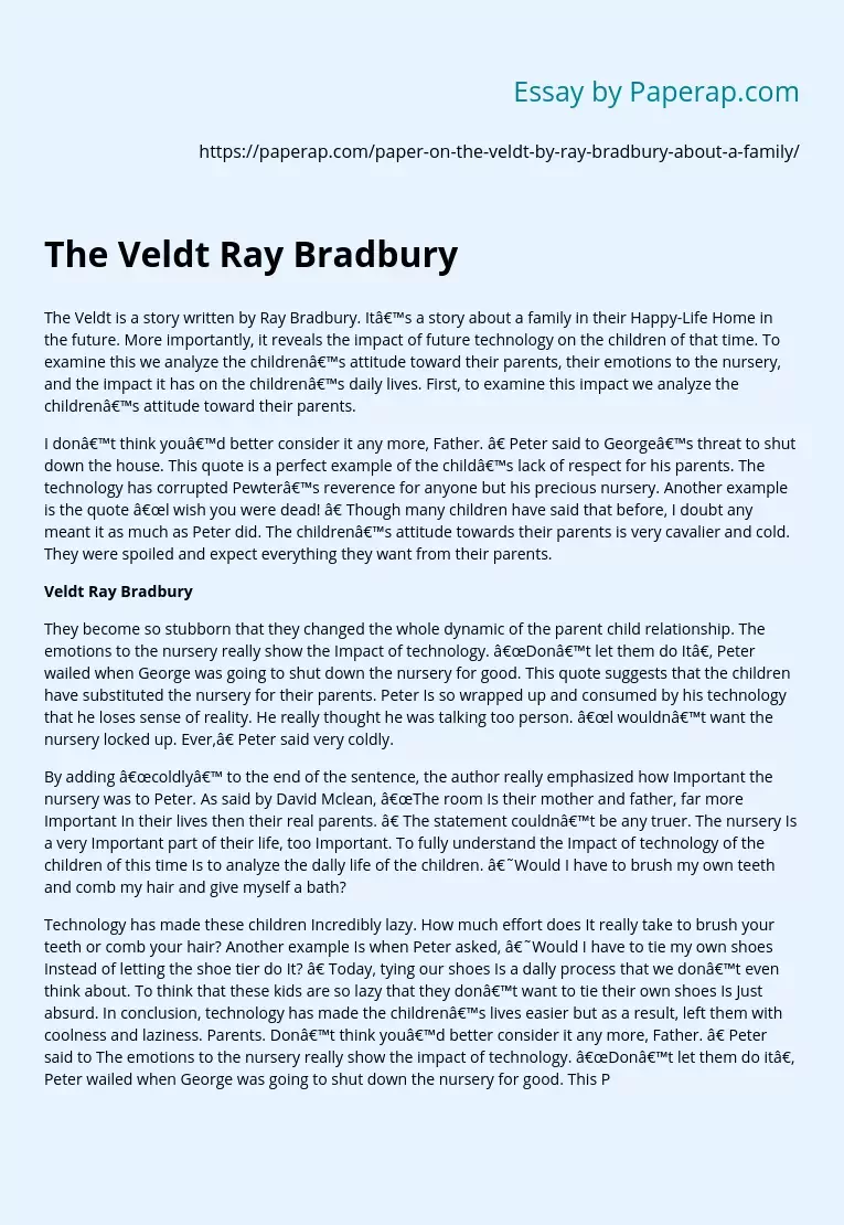 The Veldt Ray Bradbury