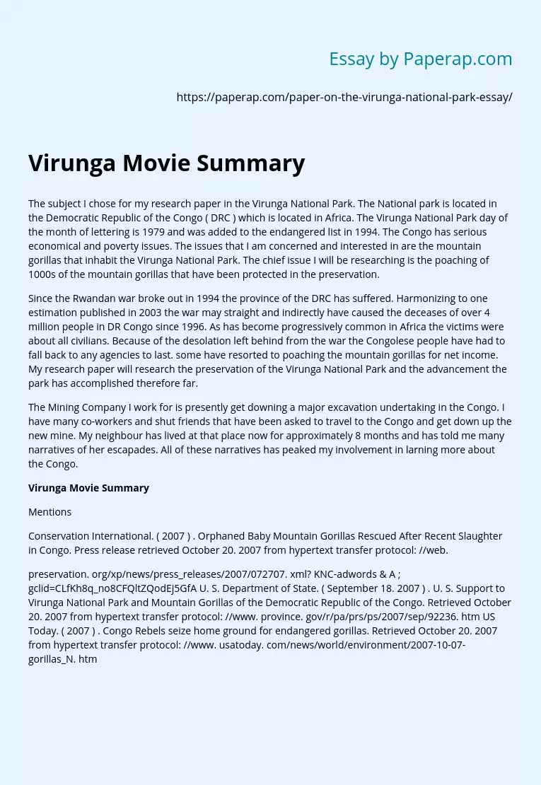 Virunga Movie Summary