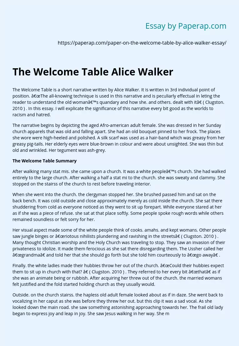 The Welcome Table Alice Walker