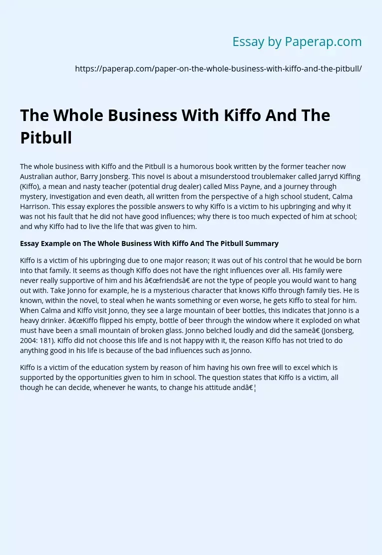 The Whole Business With Kiffo And The Pitbull