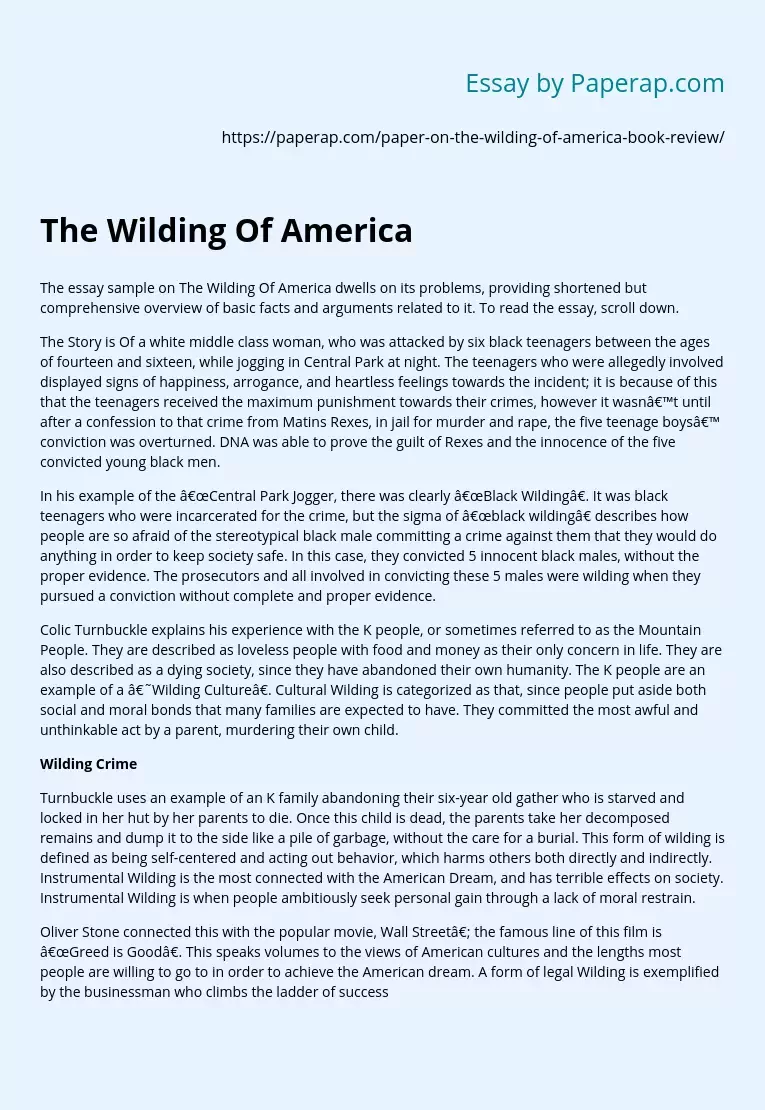 The Wilding Of America