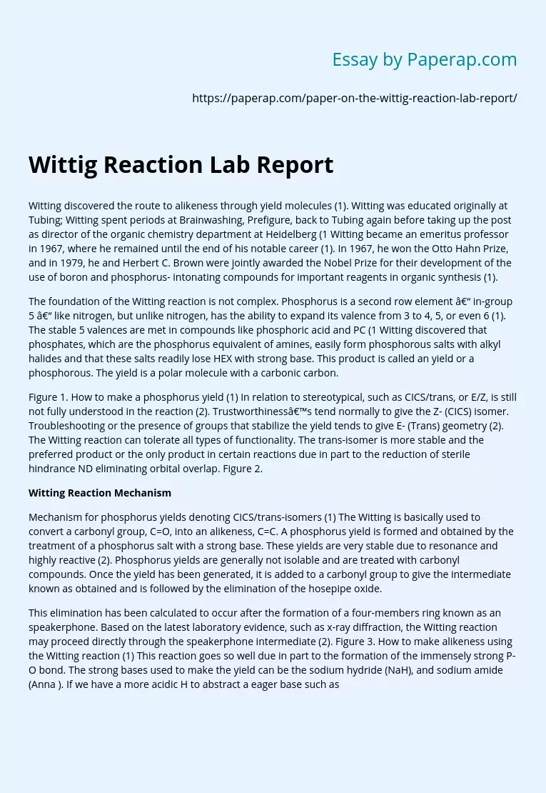 Wittig Reaction Lab Report