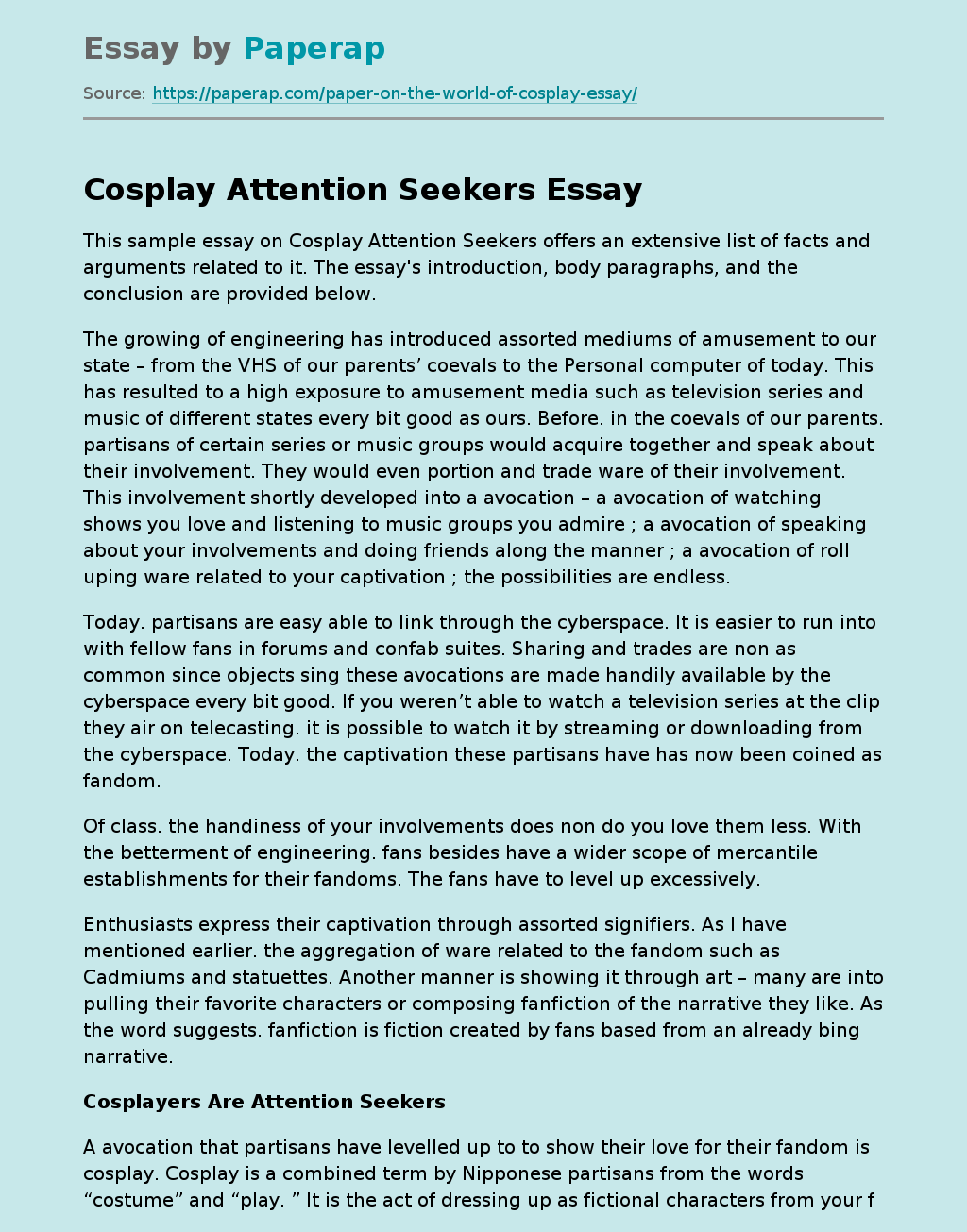 Cosplay Attention Seekers