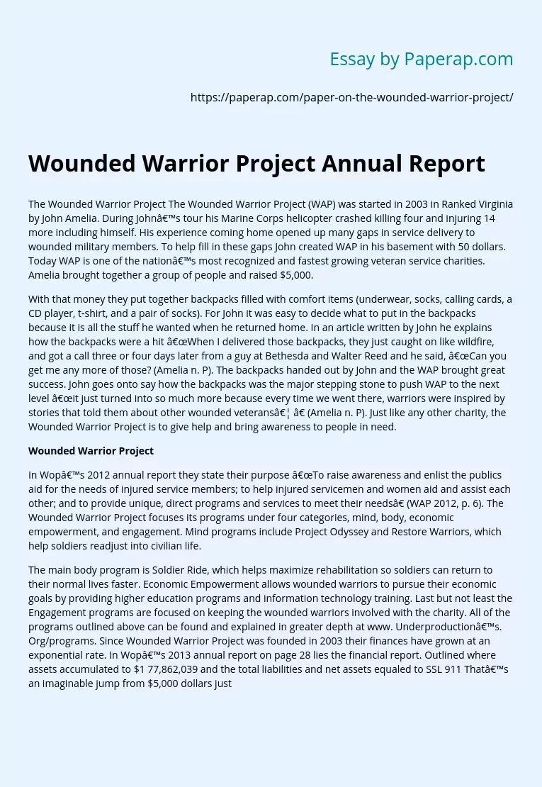 Wounded Warrior Project Annual Report