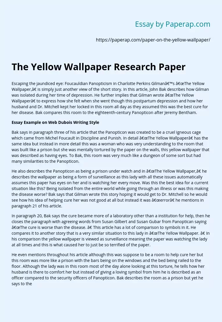 The Yellow Wallpaper Research Paper