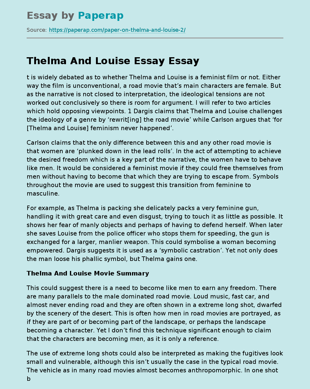 Thelma And Louise Essay