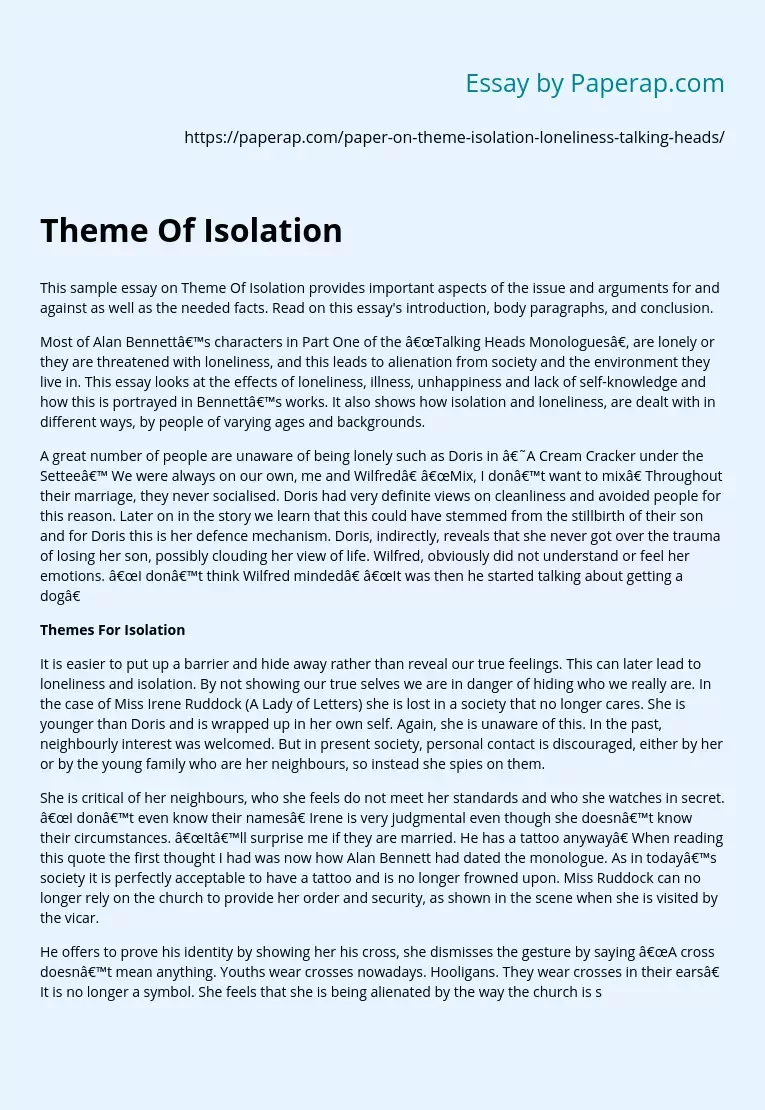 Theme Of Isolation