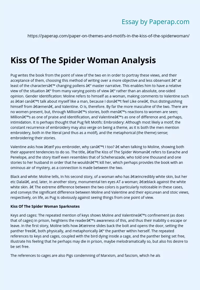 kiss of the spider woman analysis