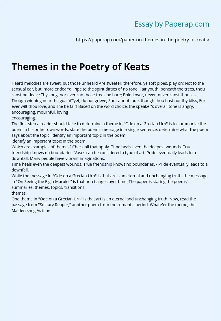 Themes in the Poetry of Keats