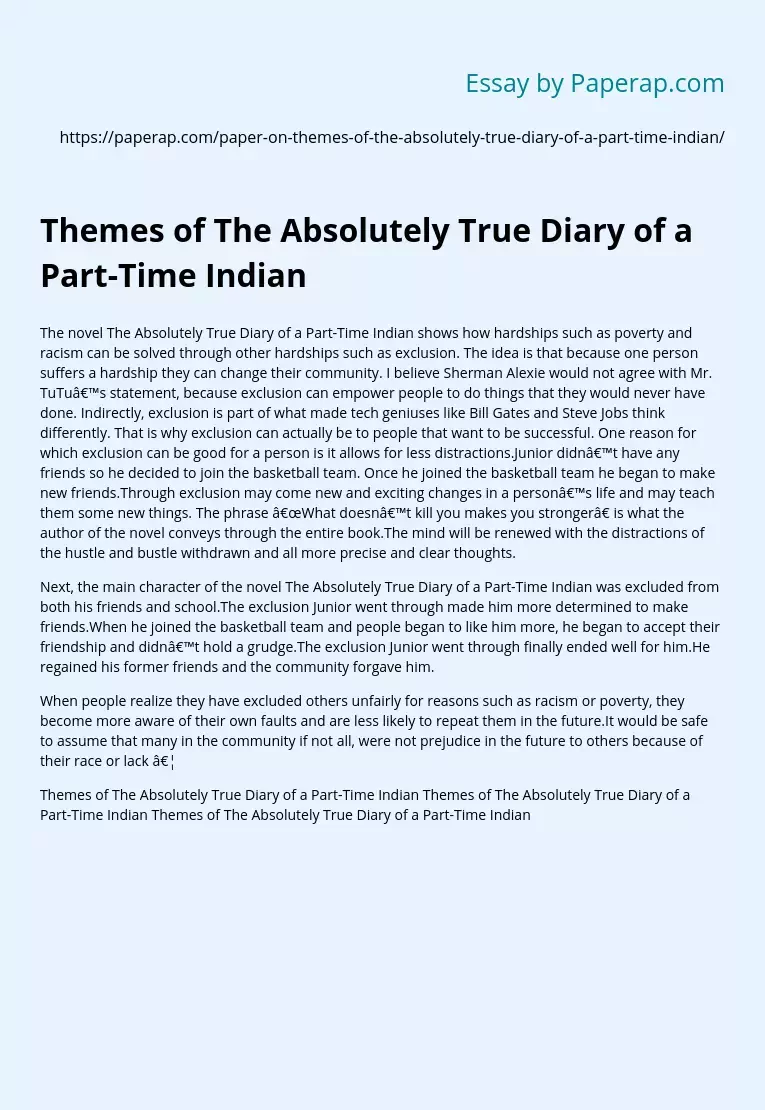 Themes of The Absolutely True Diary of a Part-Time Indian