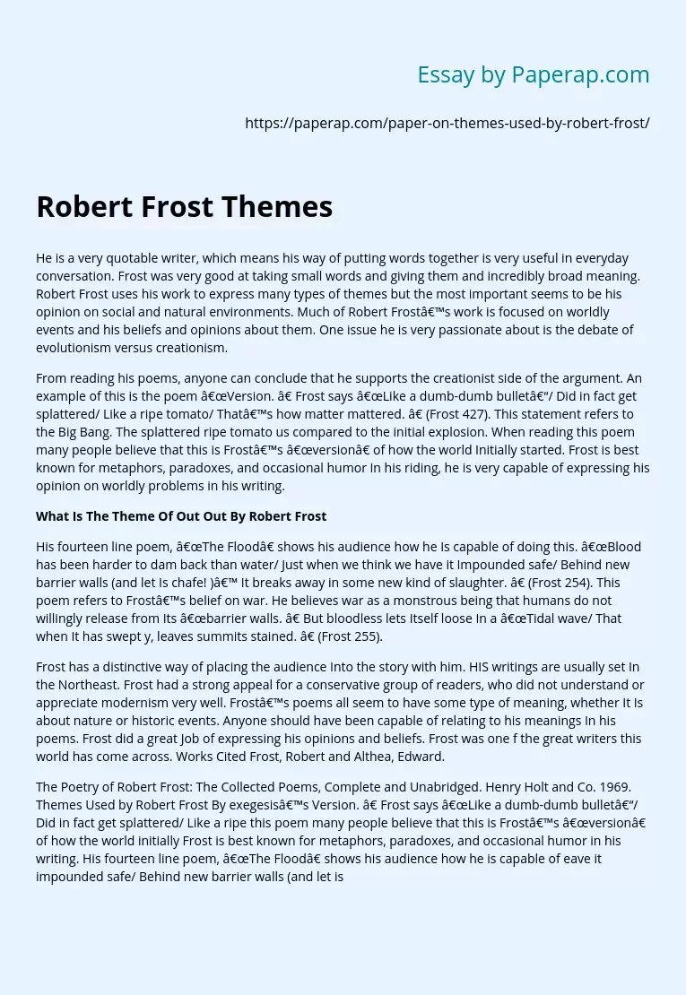 Реферат: Nature In Robert Frost Poems Essay Research