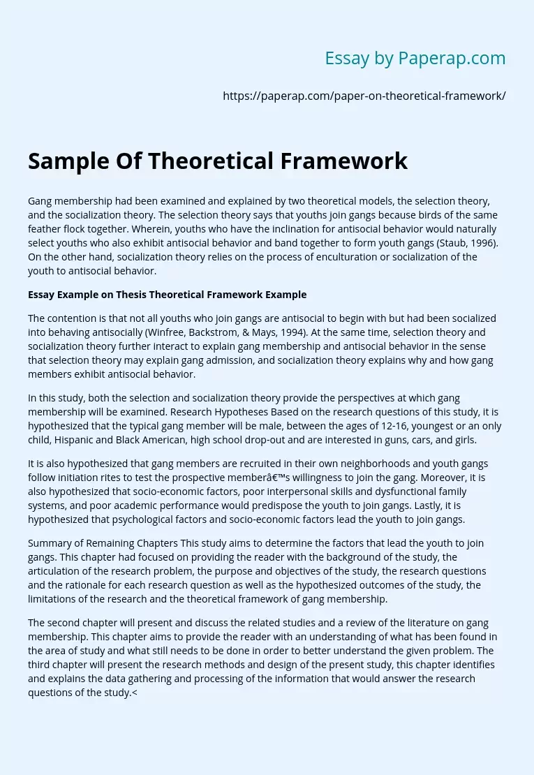 sample-of-theoretical-framework-research-essay-example