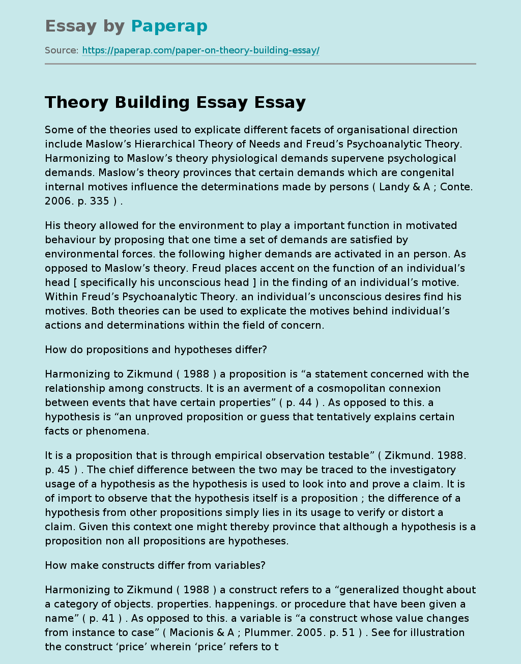 Theory Building Essay