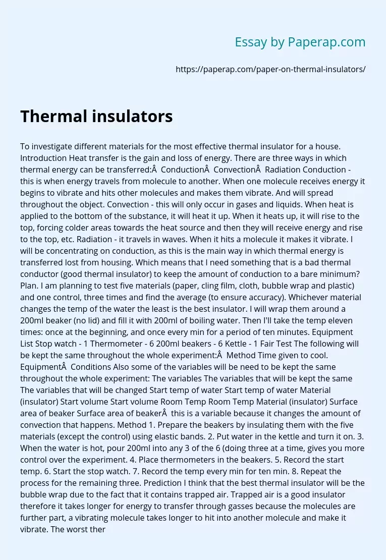 Thermal insulators