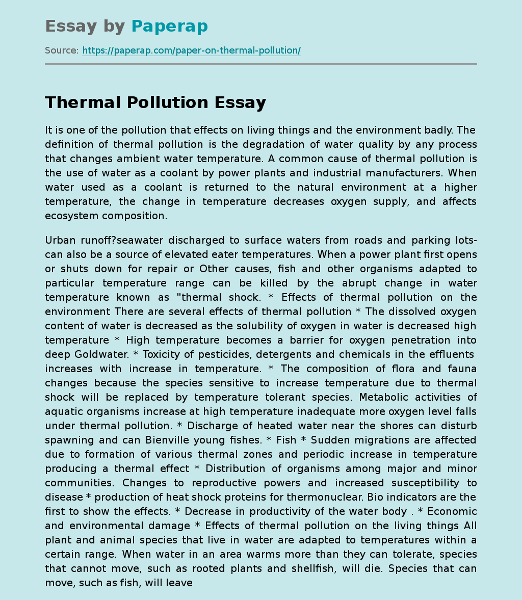 thermal pollution research paper