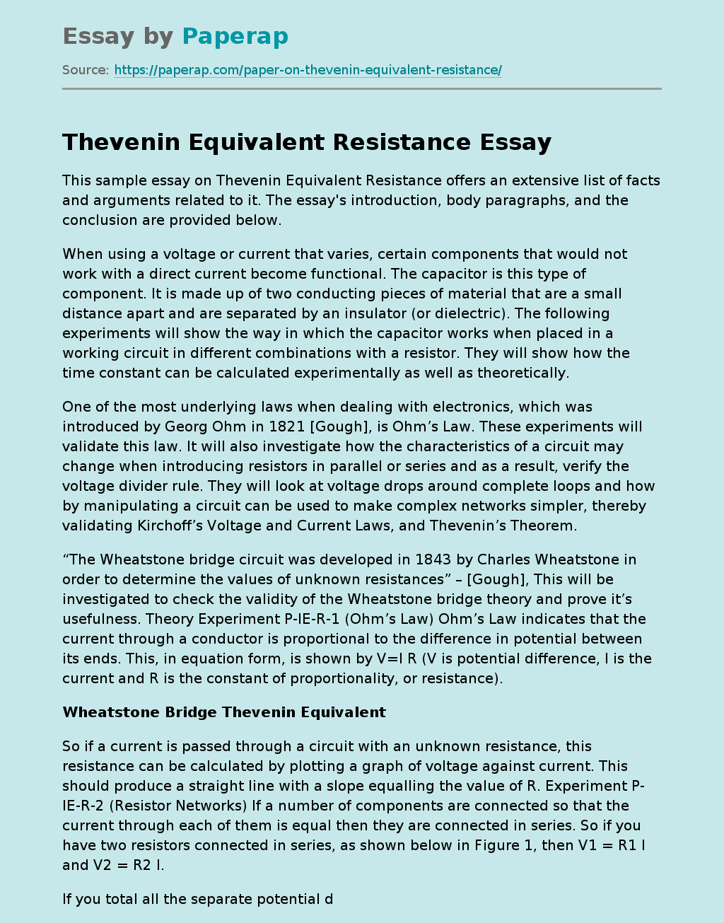 Thevenin Equivalent Resistance