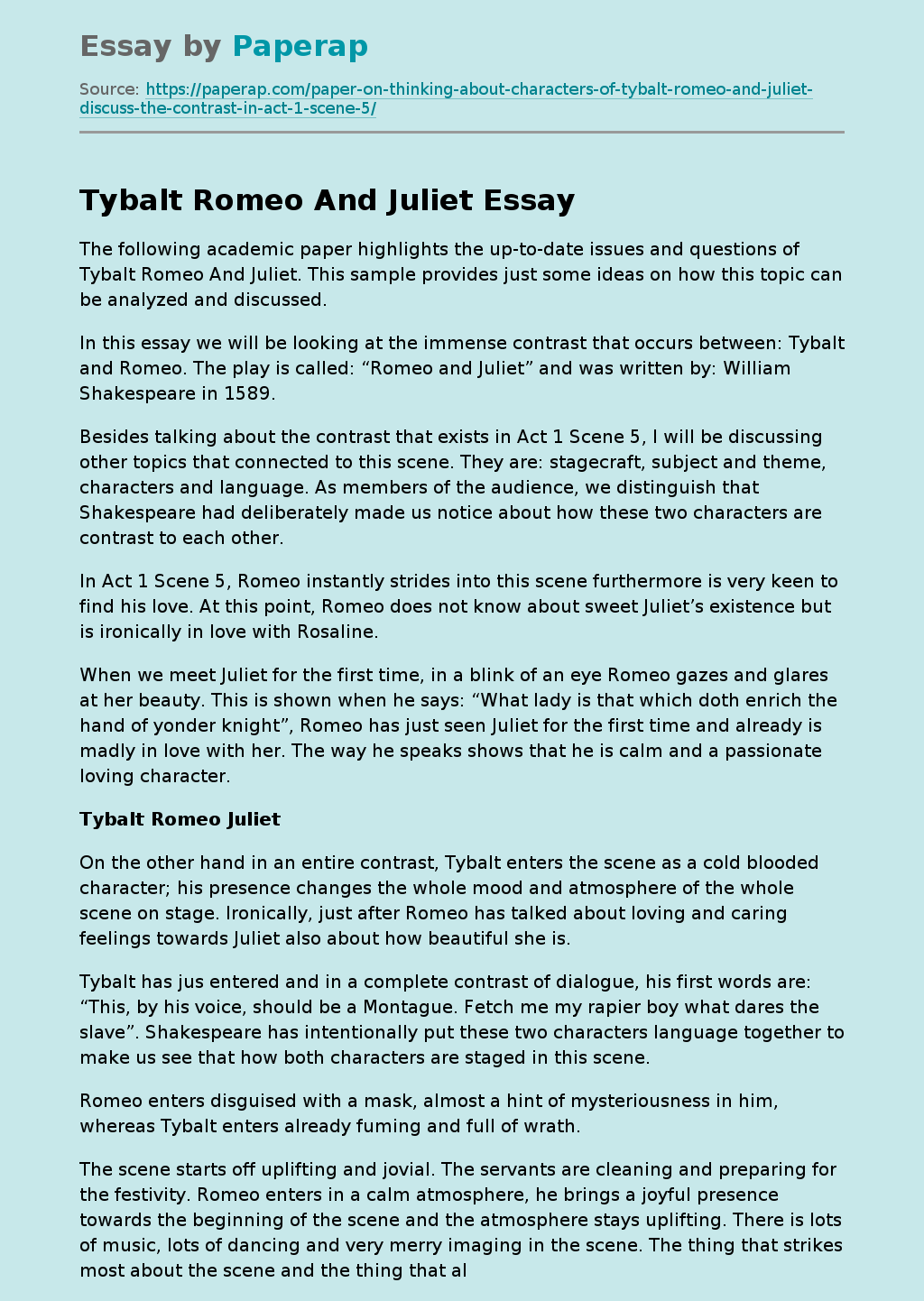 Tybalt Romeo And Juliet