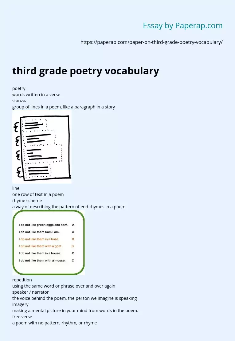 third grade poetry vocabulary