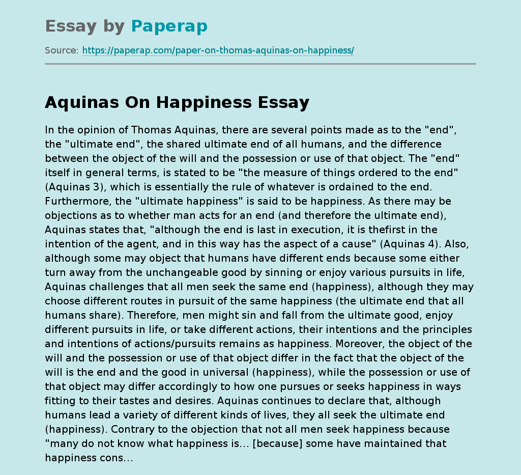 Aquinas On Happiness