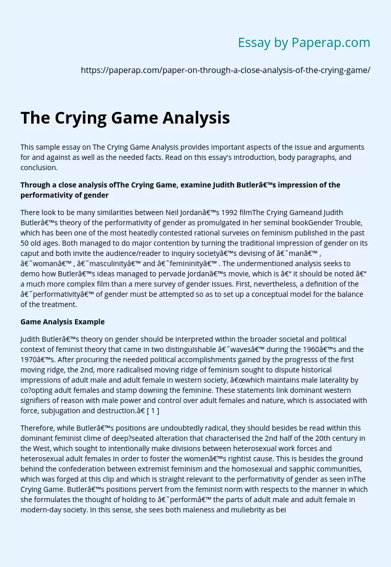 The Crying Game Analysis
