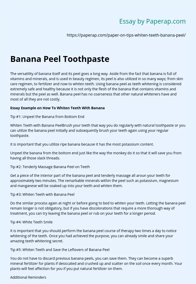 Banana Peel Toothpaste