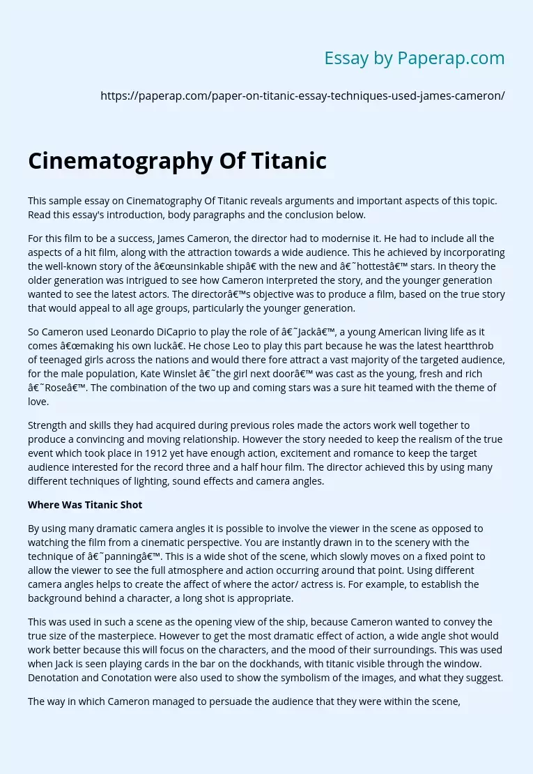 Cinematography Of Titanic
