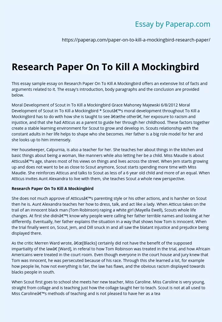 research paper on to kill a mockingbird