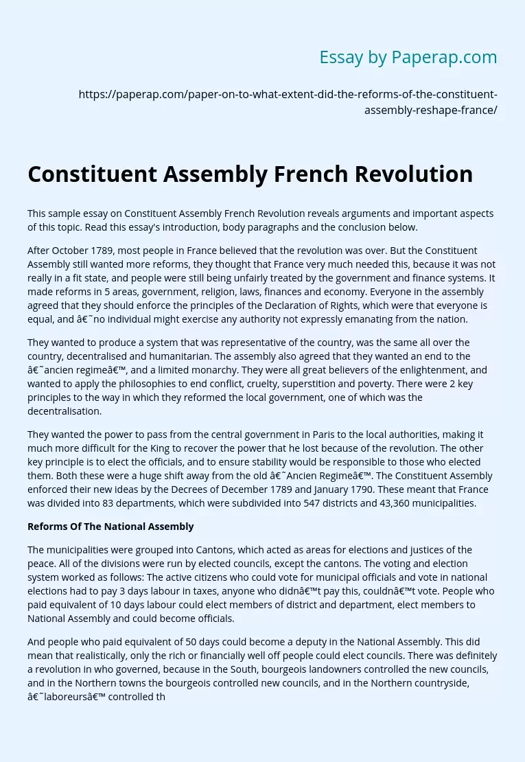 Constituent Assembly French Revolution