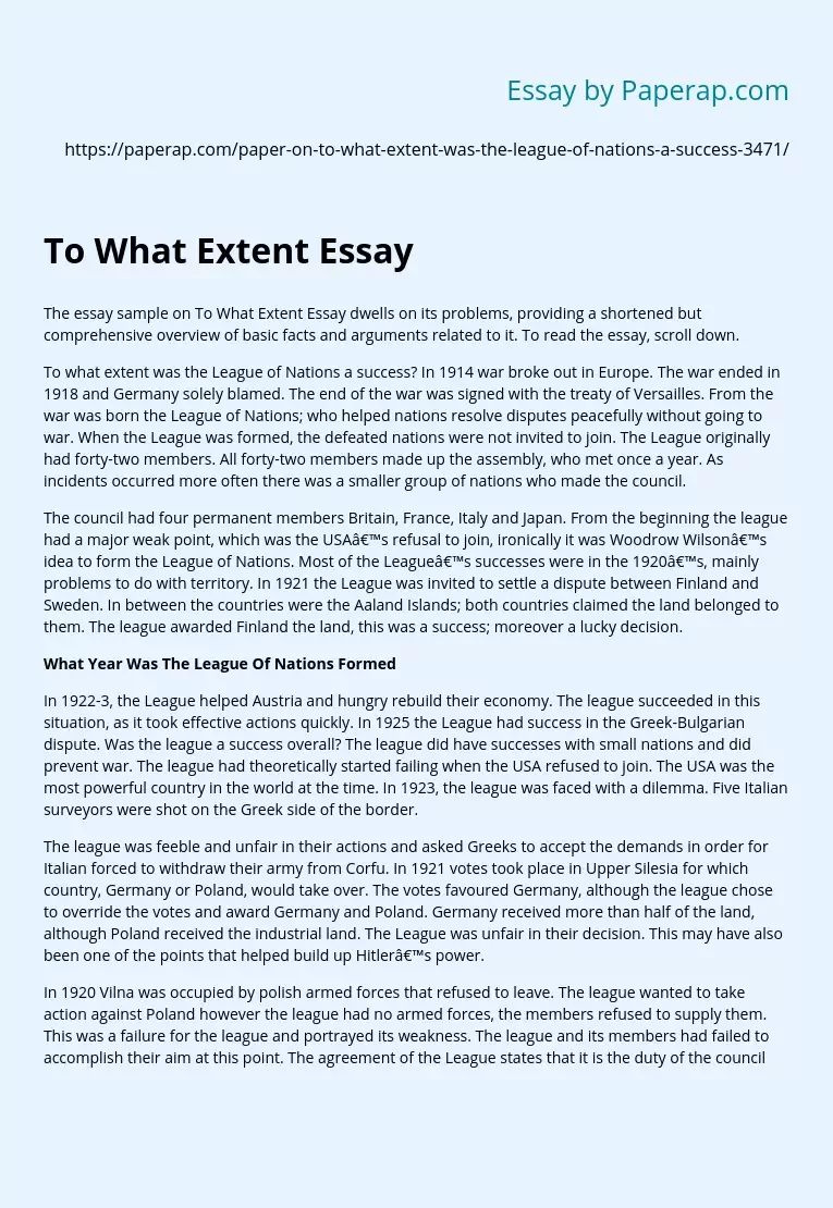 To What Extent Essay
